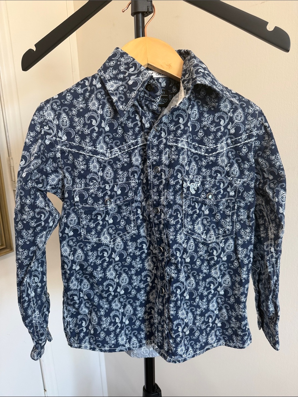 Kids' Navy Paisley Button-Down Shirt